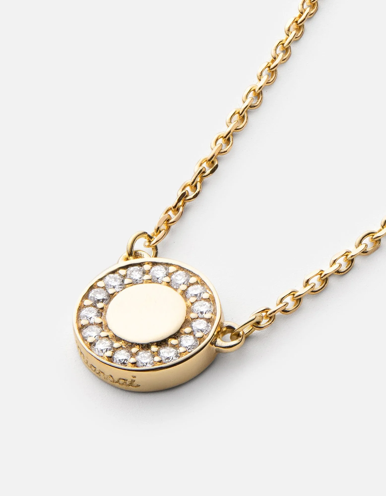 Halo Necklace, 14k Gold Pavé