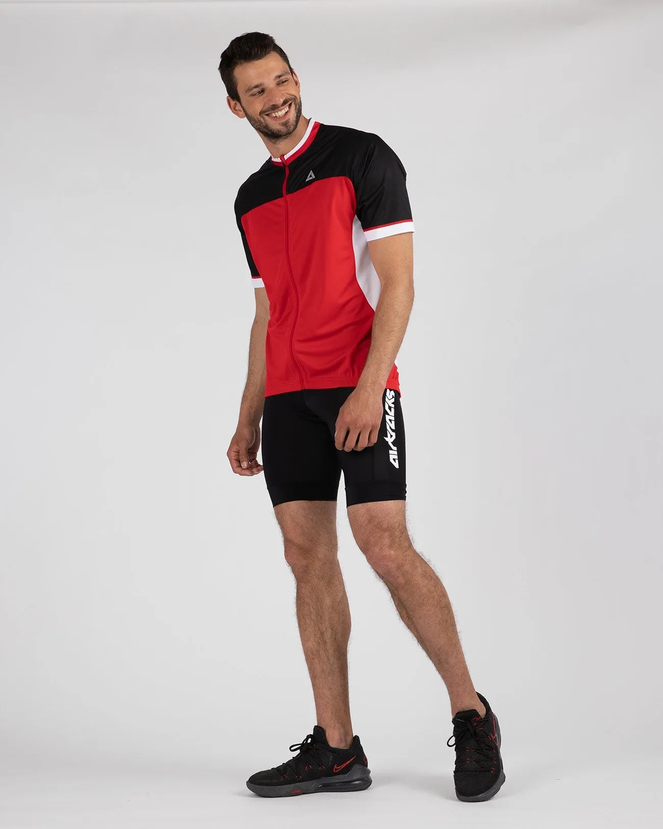 Herren Fahrradtrikot Kurzarm Pro T II Rot-Schwarz Setprodukt