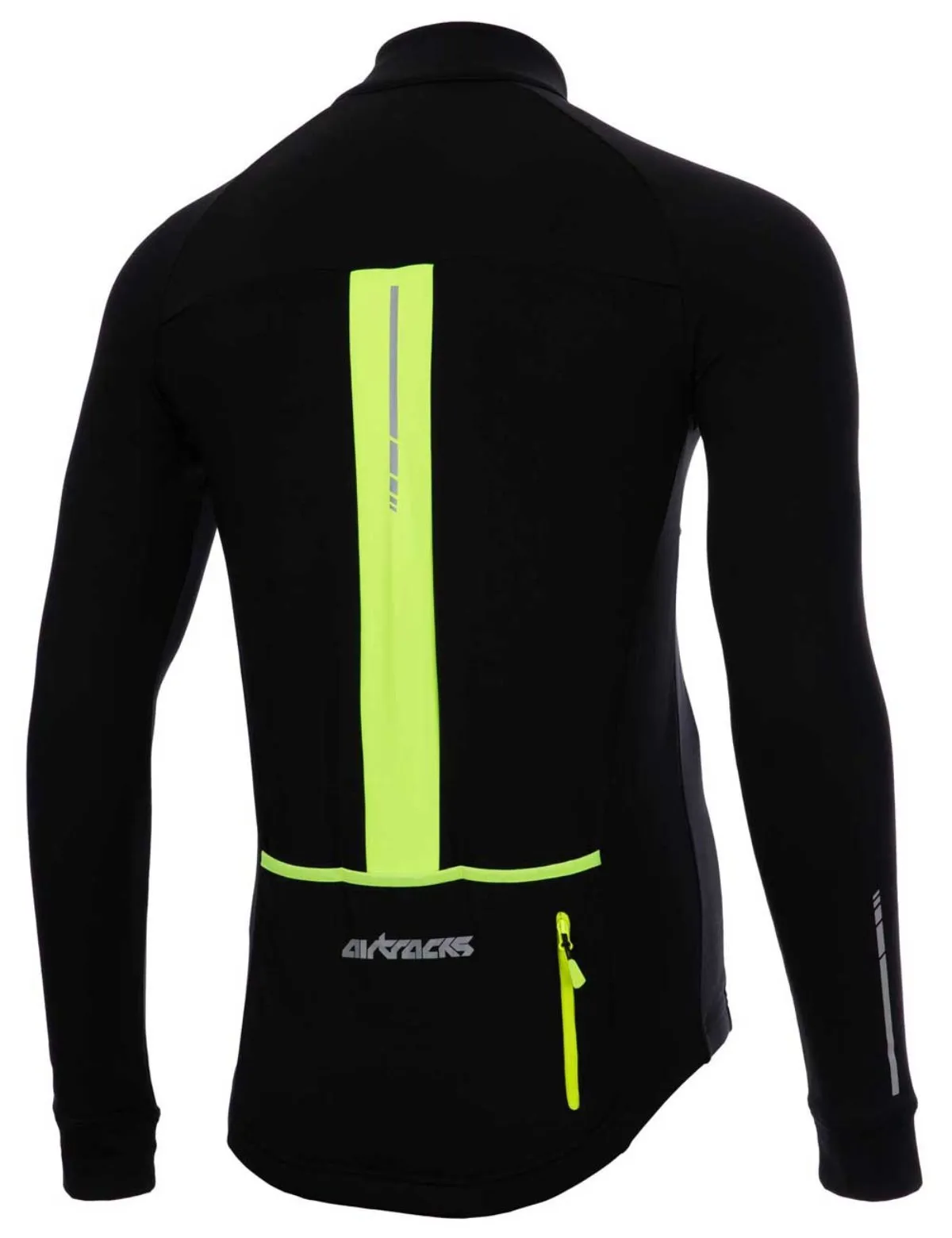 Herren Thermo Fahrradtrikot Langarm Pro Team Schwarz-Neon