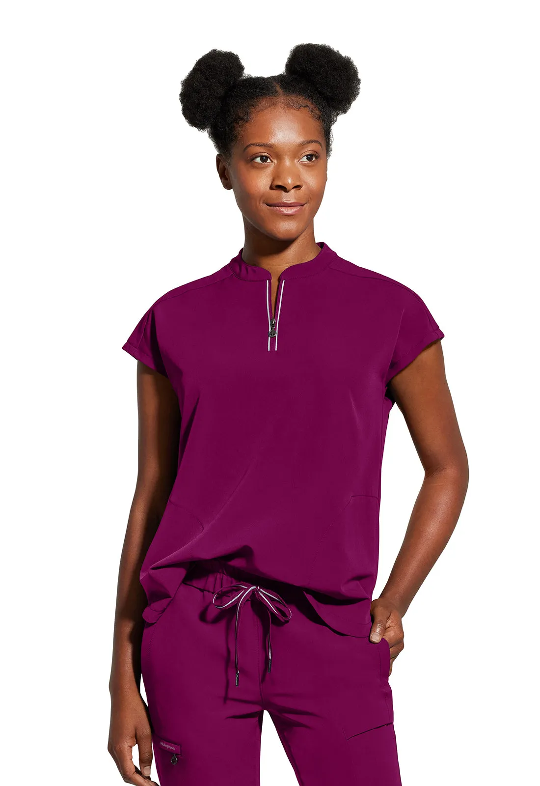 HH 360 - Women's Sandy Zip Mandarin Collar Scrub Top