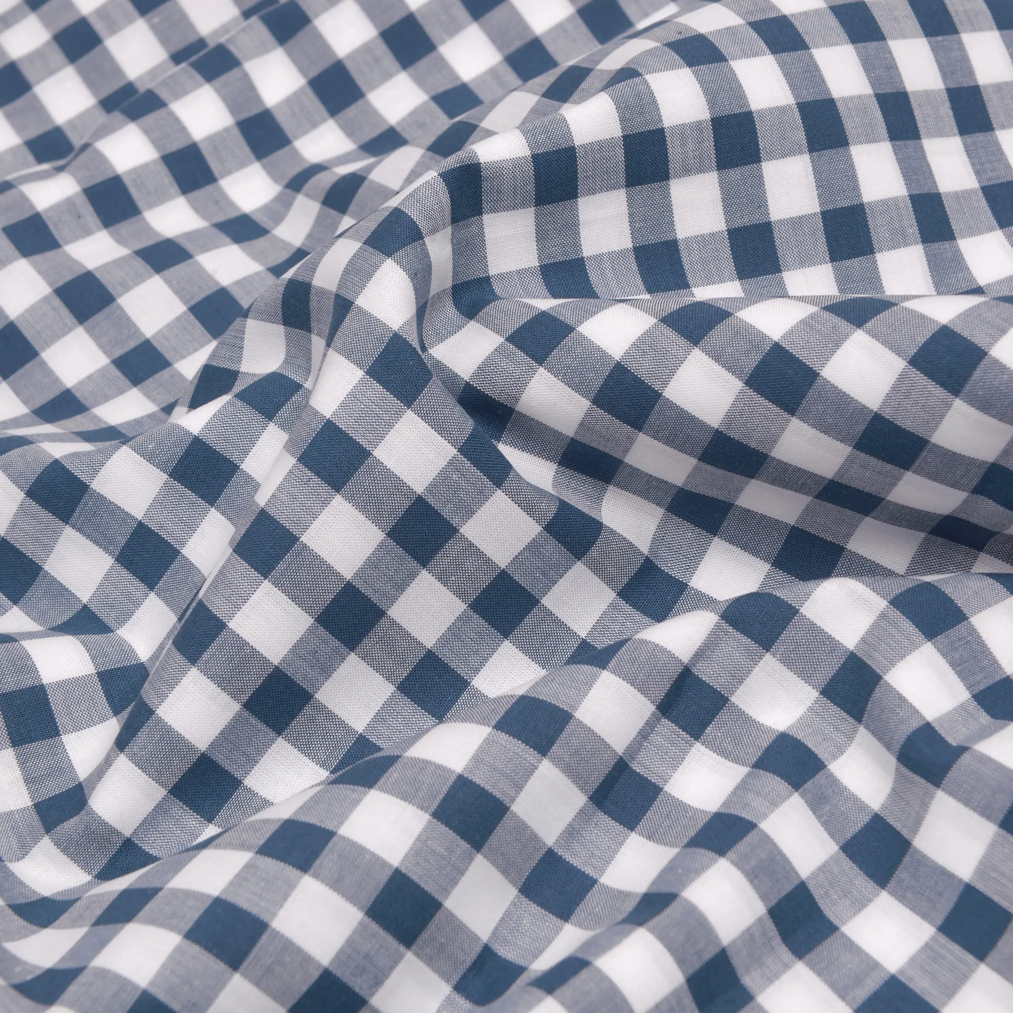 Indigo Small Gingham Cotton Pillowcases (Pair)