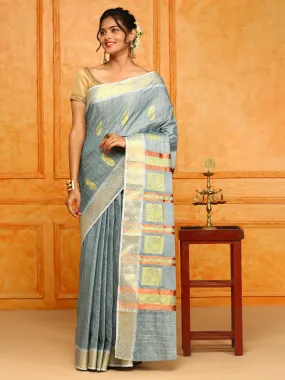 Kerala Blue Copper Jari Weaving Saree KS116