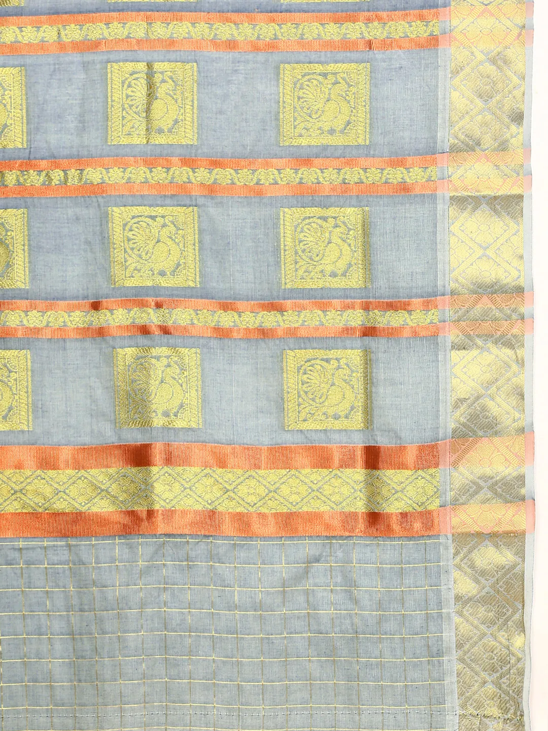 Kerala Blue Copper Jari Weaving Saree KS116