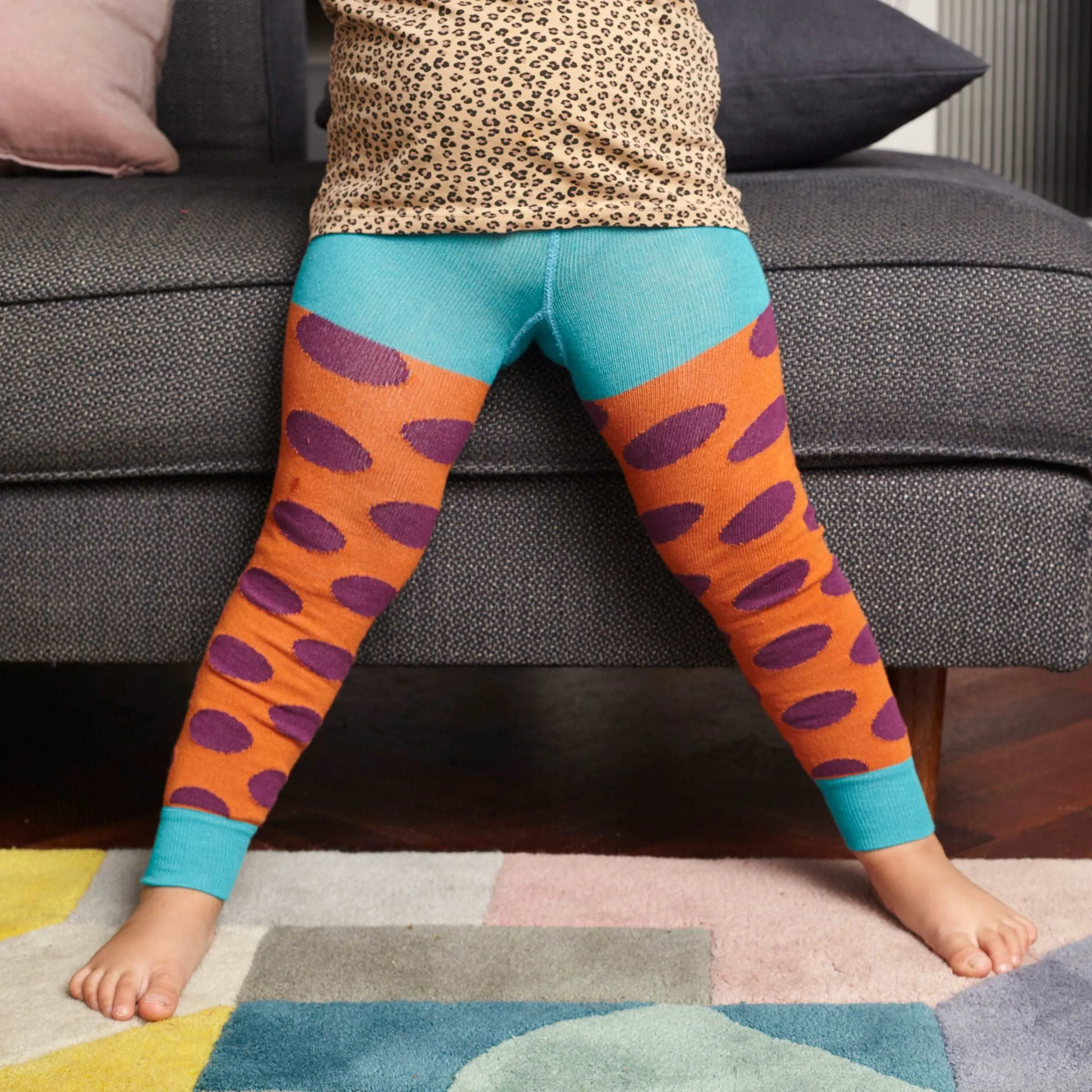 Kids Orange Big Spot Footless Tights