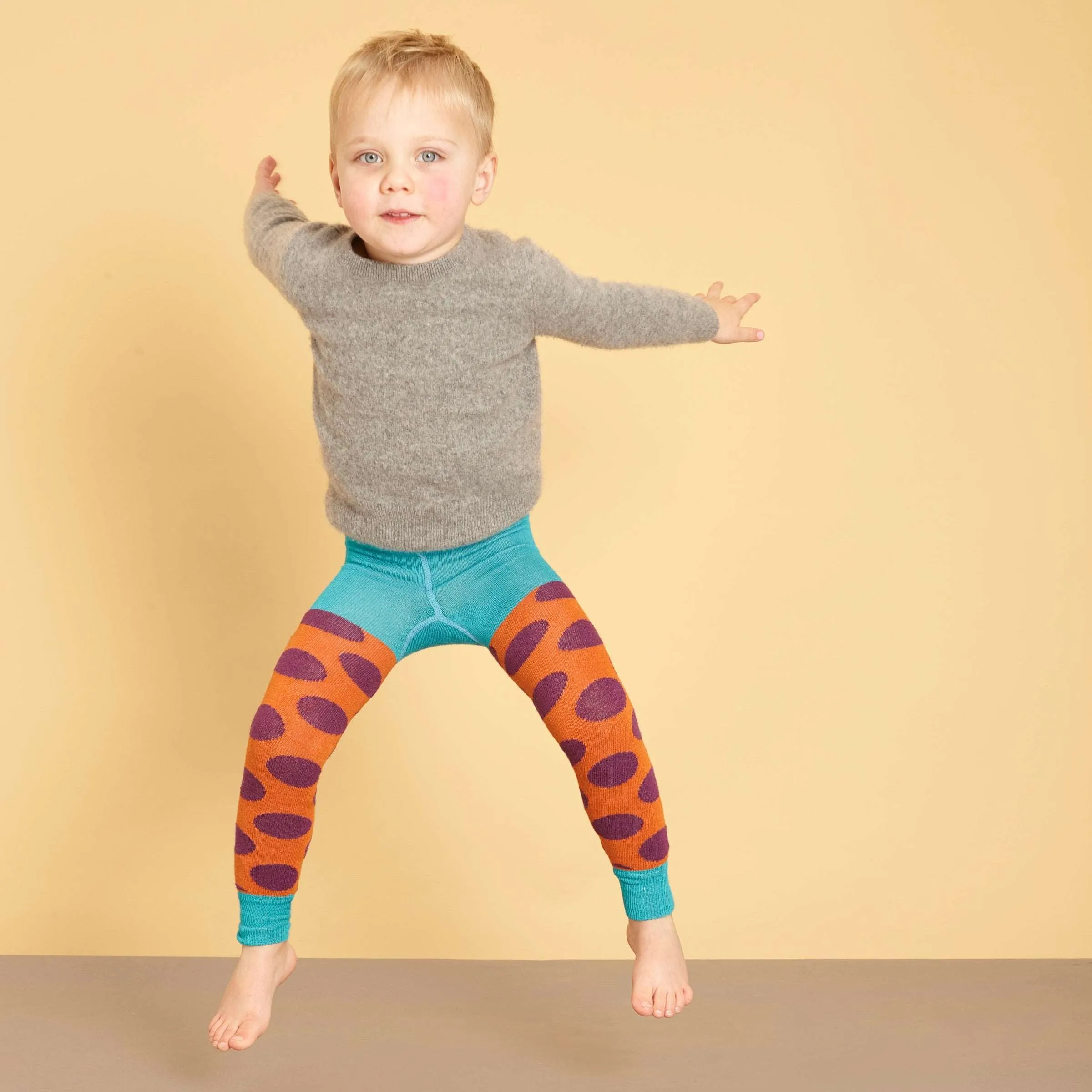 Kids Orange Big Spot Footless Tights