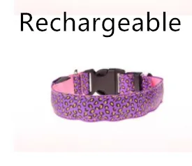 LED Safety Dog Collar - Adjustable Nylon Leopard Print Pet Collar