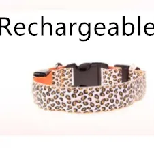 LED Safety Dog Collar - Adjustable Nylon Leopard Print Pet Collar