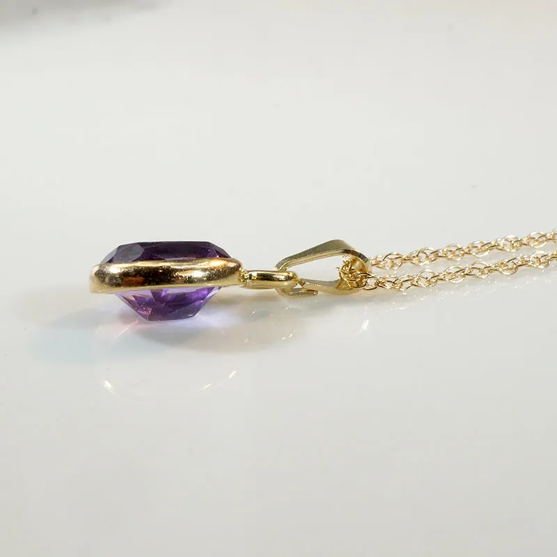 Lovely Amethyst in Gold Bezel Pendant