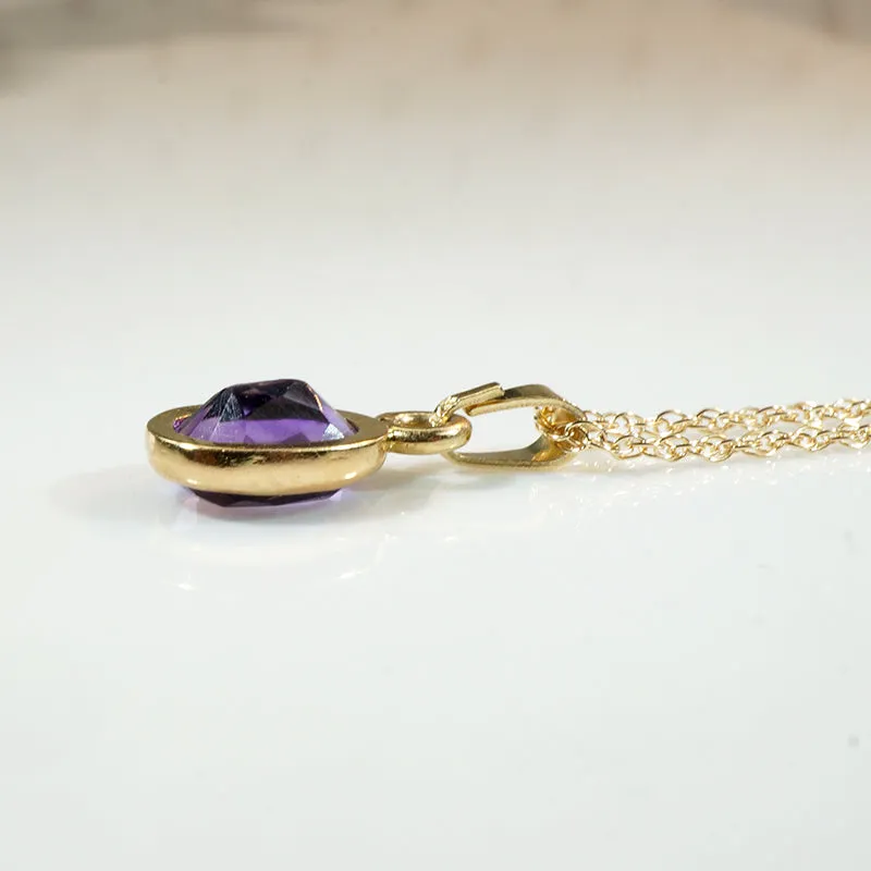 Lovely Amethyst in Gold Bezel Pendant