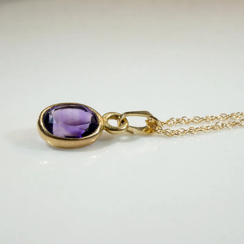 Lovely Amethyst in Gold Bezel Pendant