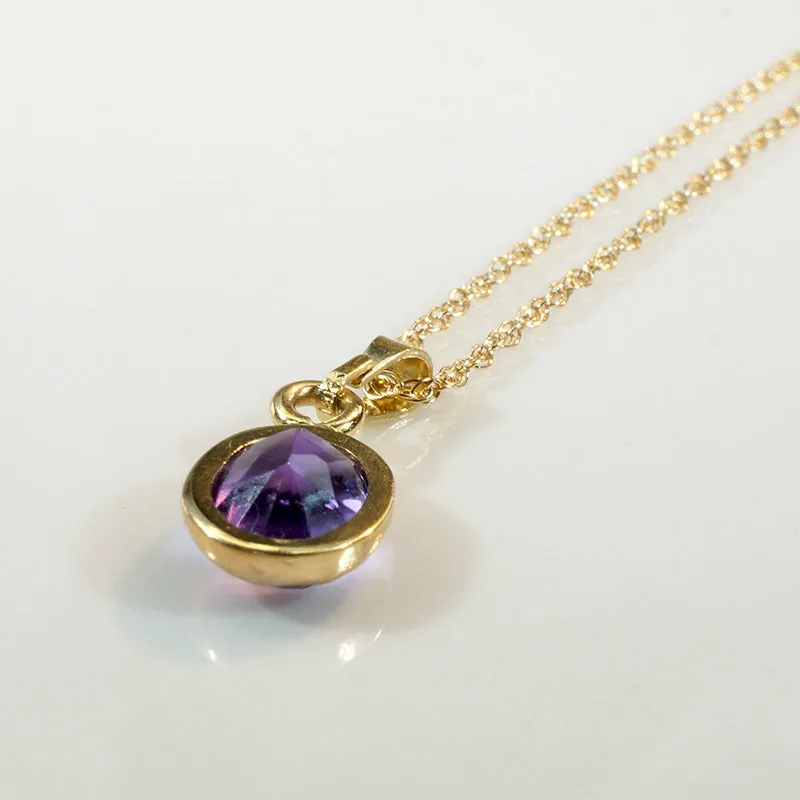 Lovely Amethyst in Gold Bezel Pendant