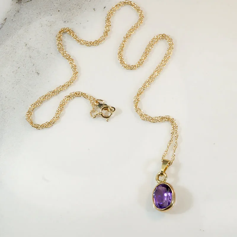 Lovely Amethyst in Gold Bezel Pendant