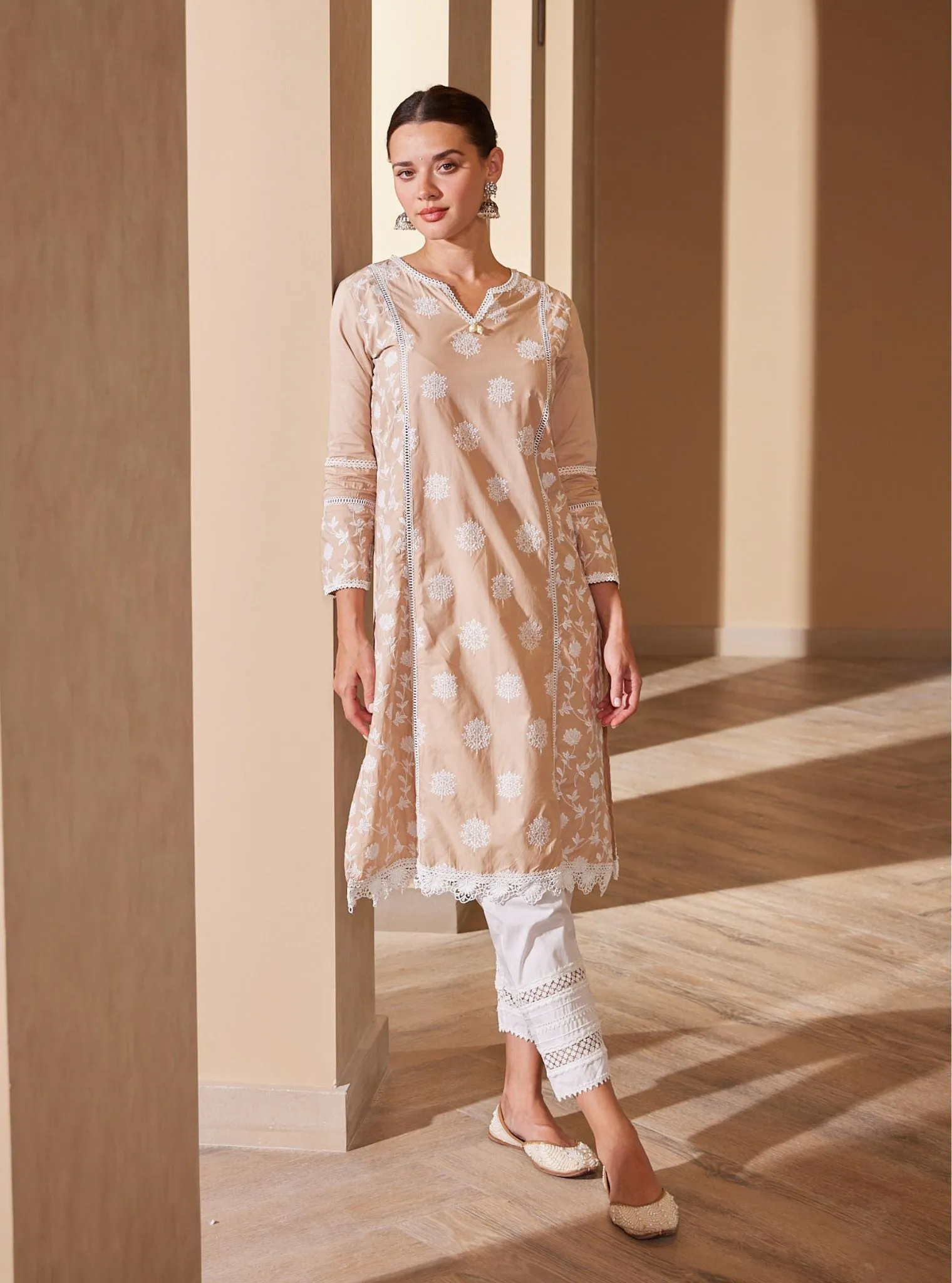 Mulmul Cotton Kannur Beige Kurta