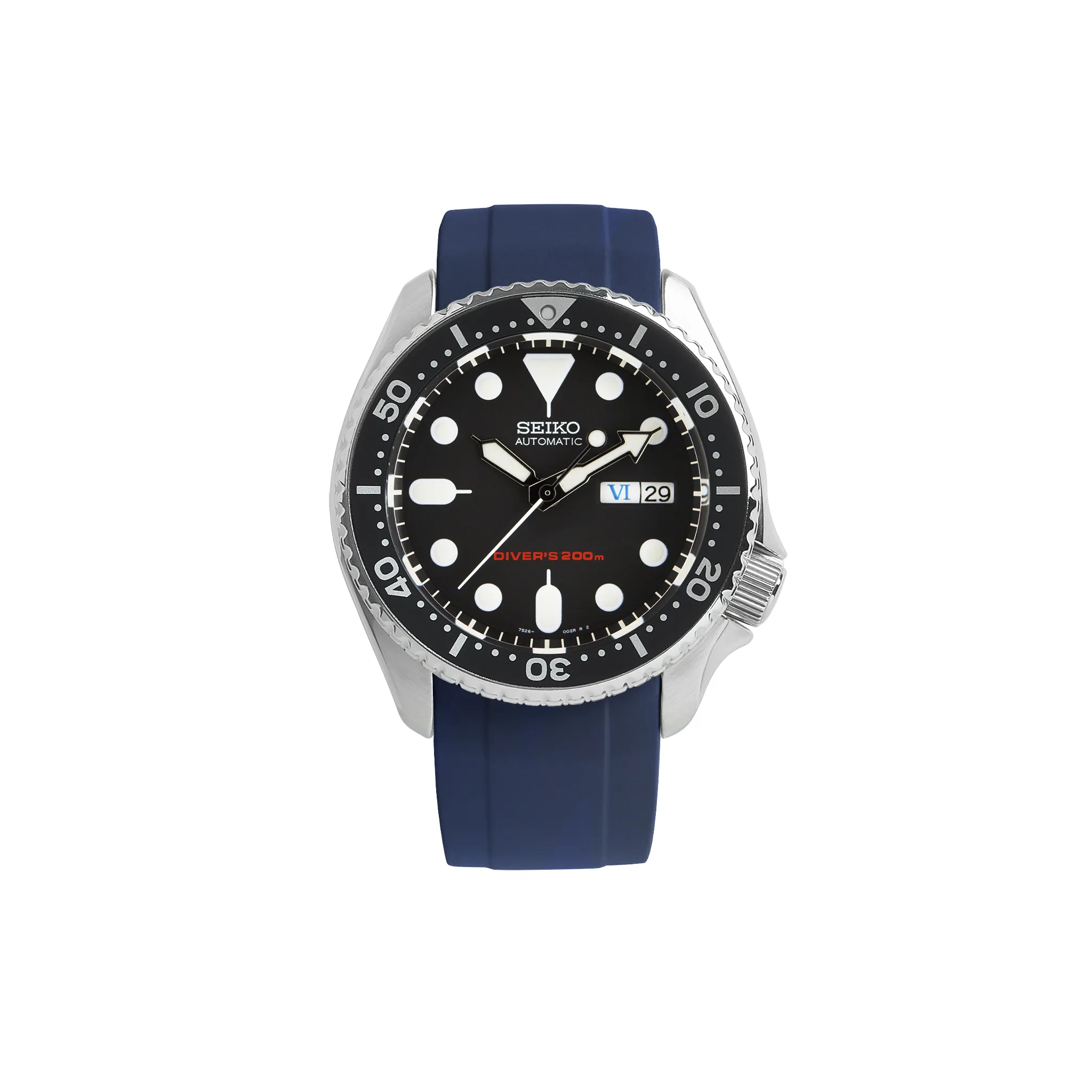 NMK801 Curved End SKX/SRPD Rubber Strap: Navy Blue