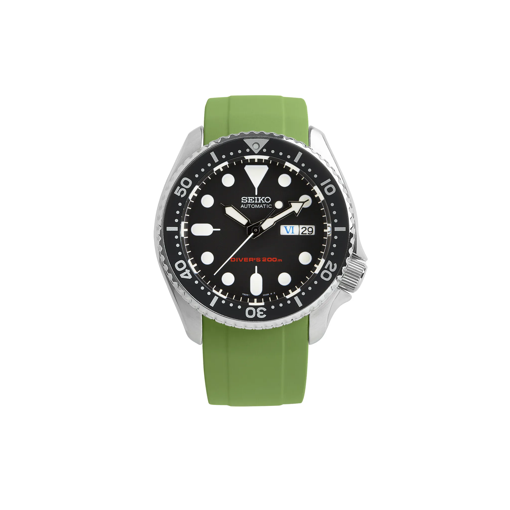 NMK801 Curved End SKX/SRPD Rubber Strap: Olive Green