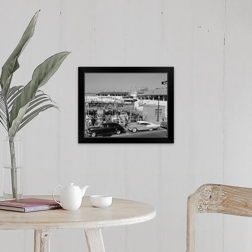 "1950's 1960's Fisherman's Wharf San Francisco CA USA" Black Framed Print