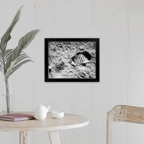 "1960's Footprint Of First Step On Moon's Surface From Apollo 11 Mission" Black Framed Print