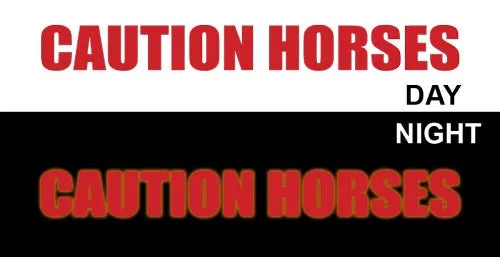 "Caution Horses" 15in Strip Reflective Trailer Decal