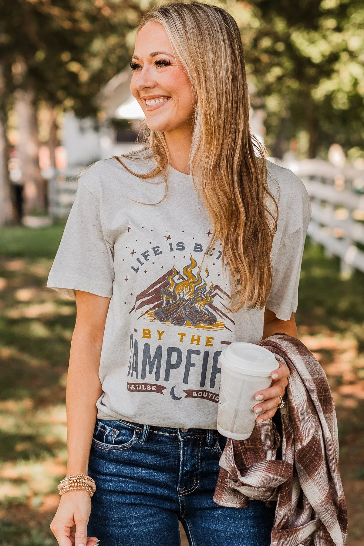 "Life Is Better By The Campfire" Graphic Tee- Oatmeal