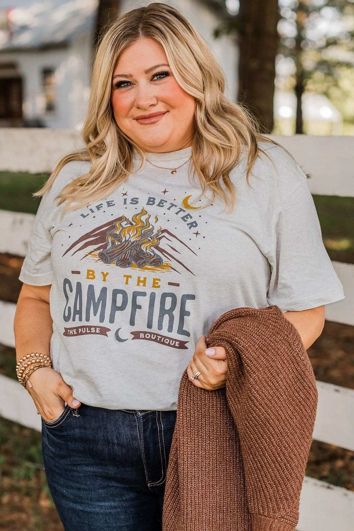 "Life Is Better By The Campfire" Graphic Tee- Oatmeal