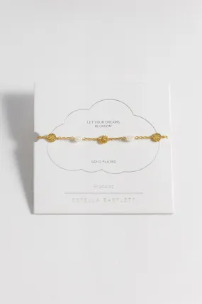 Textured Disc Flower Pearl Bracelet