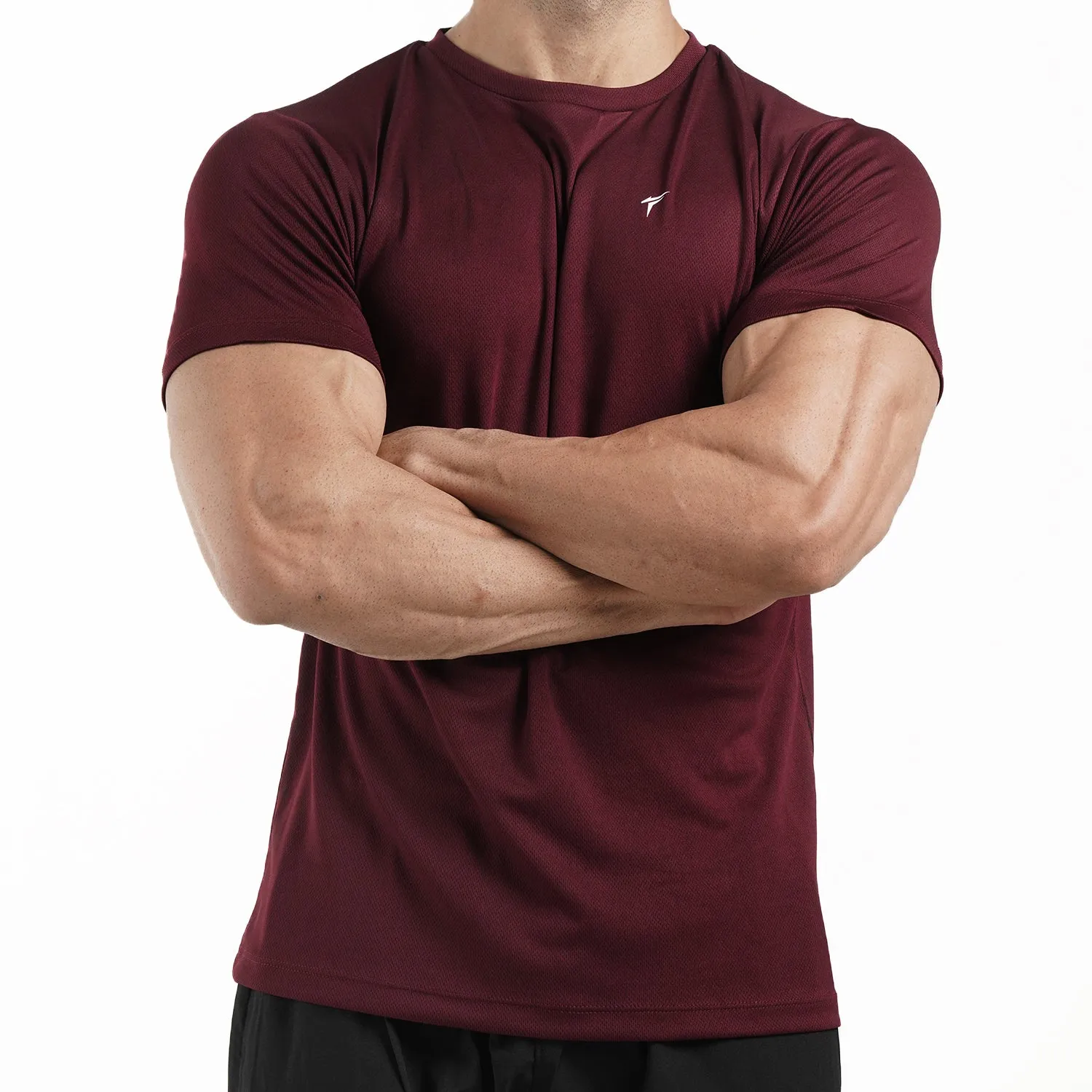 Tf-Maroon Fearless Mesh Tee