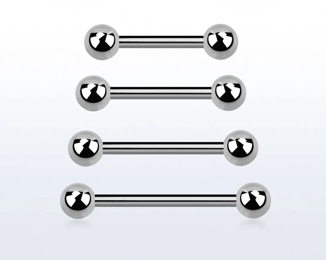 Titanium 1,6mm barbell met 4mm balletjes Zilver