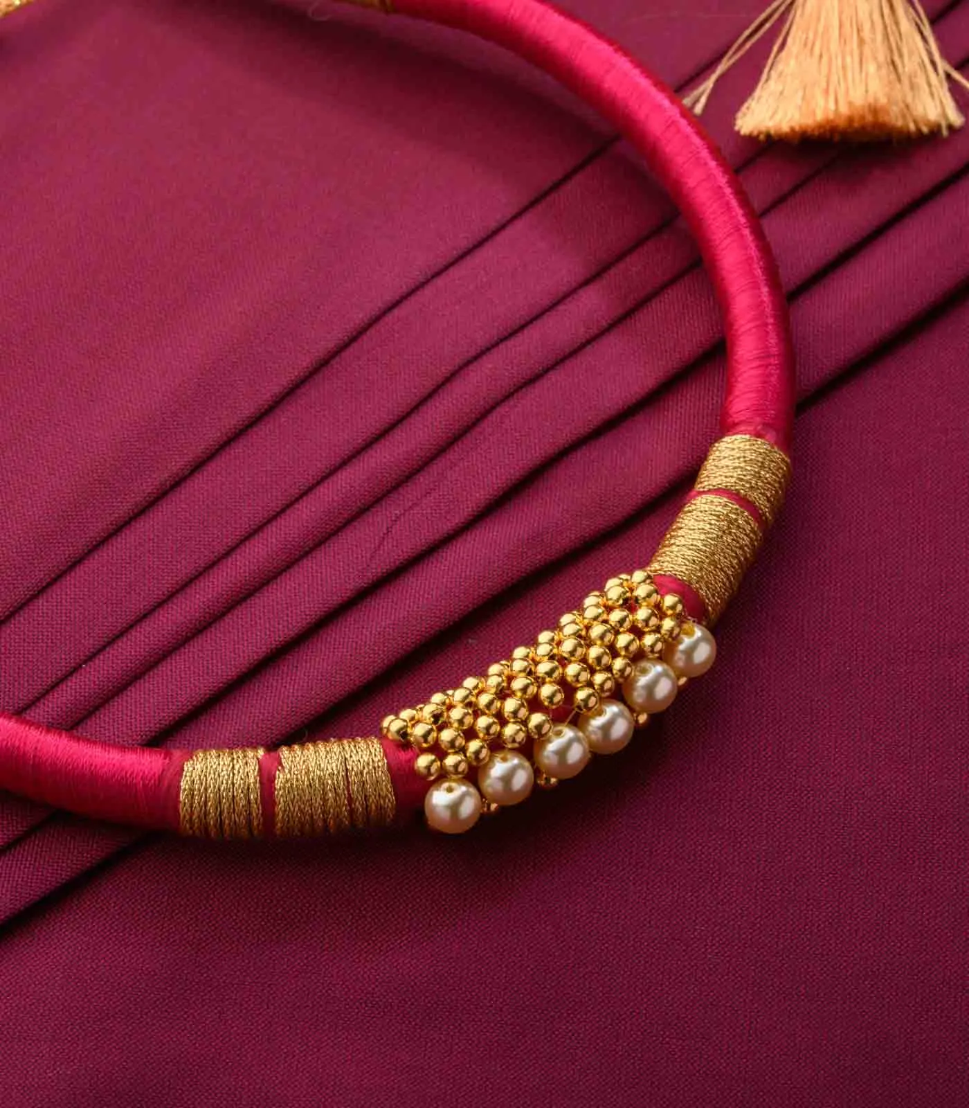 Vibrant Red Thread Goph Necklace