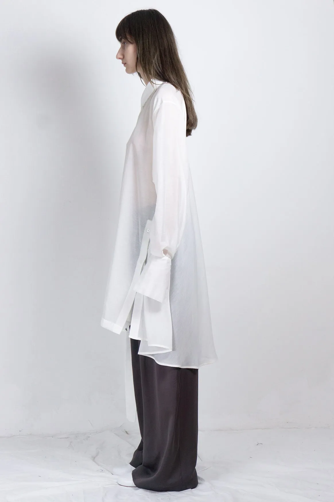 White silk post-gender shirt