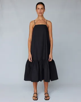 Zadie Poplin Midi Dress - Black